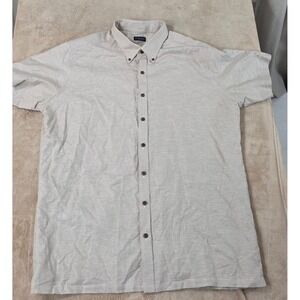 Proper Cloth Hemp Cotton Shirt Men 2XL Beige Casual Button Down Short Sleeve EUC